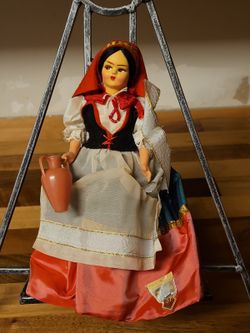 Vintage Italian Souvenir Doll 7.5" Rapallo Liguria Folk Costume W/ Tag