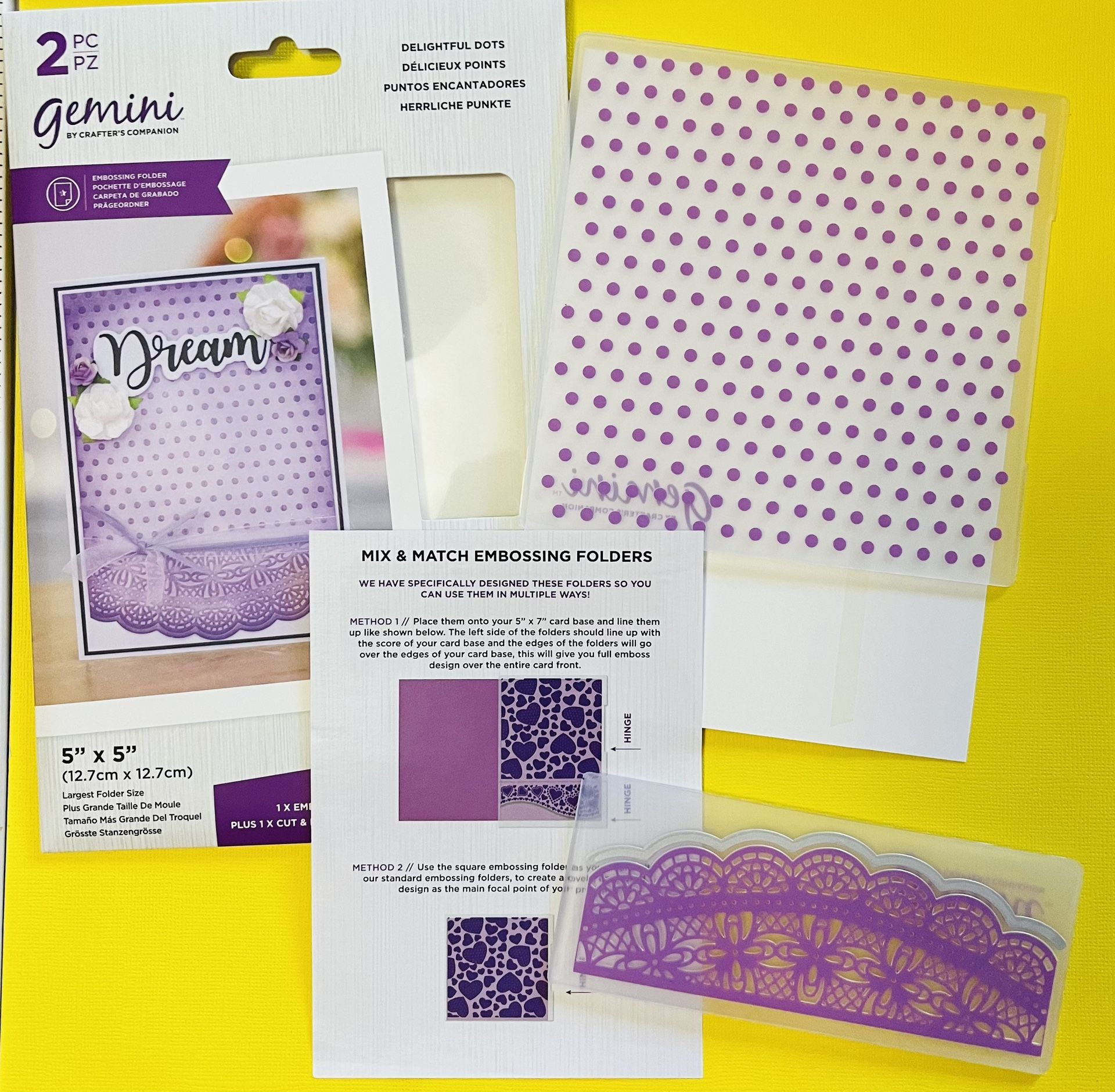 2PC Set 5x5 Embossing Folder & Two in one emboss & die cut at the same time