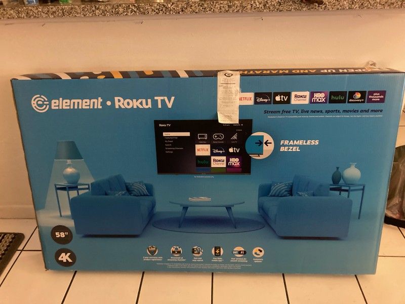 New 58" Element Smart Roku TV 4k