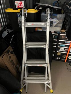 18 ft Reach Aluminum Multi-Position Ladder with Tool Hangers, 300 lbs. Load Capacity, Type IA Duty Rating
