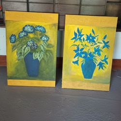 Two Yellow And Blue Pictures For $30