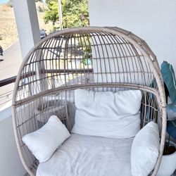 Rattan Beige Outdoor Chair - As New