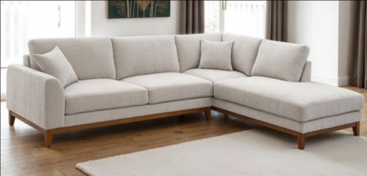 Brand New Grey Retro Style Sectional Sofa (Pillows Included)