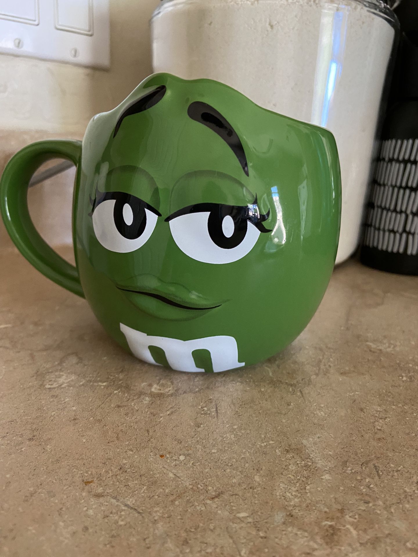 Green M&M  Ceramic Coffee Tea Mug Cup Large Oversized 2014