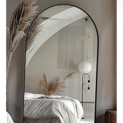 Antok Arched Full Length Mirror, 76"x44" Floor Mirror, Floor Sanding