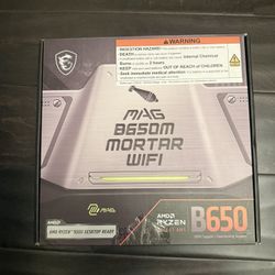 MSI MAG B650M Mortar WiFi Gaming Motherboard (AMD Ryzen 9000/8000/7000 Series,AM5,DDR5,PCIe 4.0,M.2 Slots,SATA 6Gb/s,USB 3.2 Gen 2,WI-FI 6E,mATX)