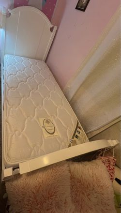 White Twin Bed Frame with Mattress