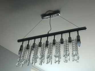 Crystal chandelier + table lamp