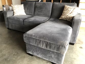 Gray sectional w storage and king size bed movable chaise