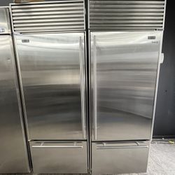 Sub Zero Bottom Freezer Built in Stainless Steel 60” Fridge Set