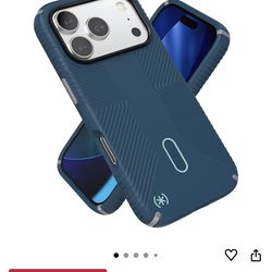 Speck PRESIDIO2 Grip for iPhone 17 Pro Case, ClickLock Interlock, Slim Protective Case, DEEP SEA/Silver Metallic/Spell Blue