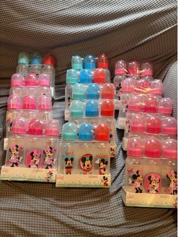 Lot of 13 Mickey Mouse and Minnie Mouse baby bottles