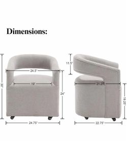 Gray upholstery dining chairs with wheels