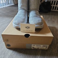 Silver Glitter UGG Boots Size 8