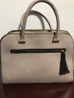 Late spade Mauve/ Taupe Cobblestone Leather Handbag W Shoulder Strap