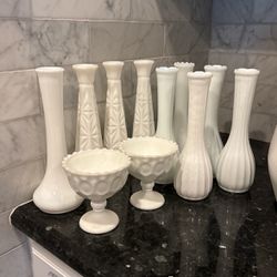 Reduced! Milk Glass Vases
