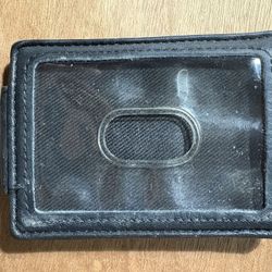 Fossil Black Leather Magnetic Card Case Money Clip Wallet