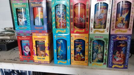 Disney collectable glasses. 1 set of four Pocahontas and one set of eight Disney.