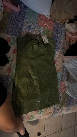 Green leather dress