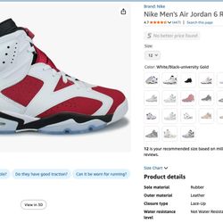 Nike Men’s Air Jordan 6 Retro White/black University Gold