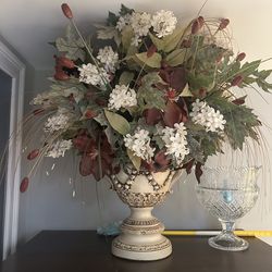 Large Faux Floral Arrangement in Decorative Urn