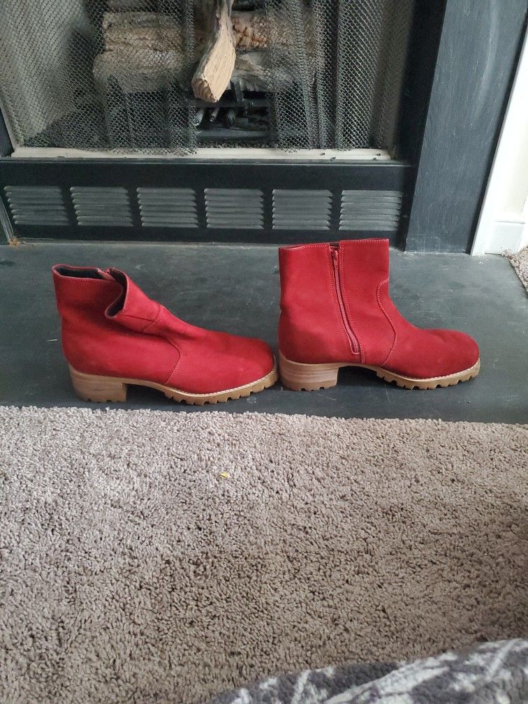 Red Durango Boots Vintage Size 12 Large Heel Cool Retro