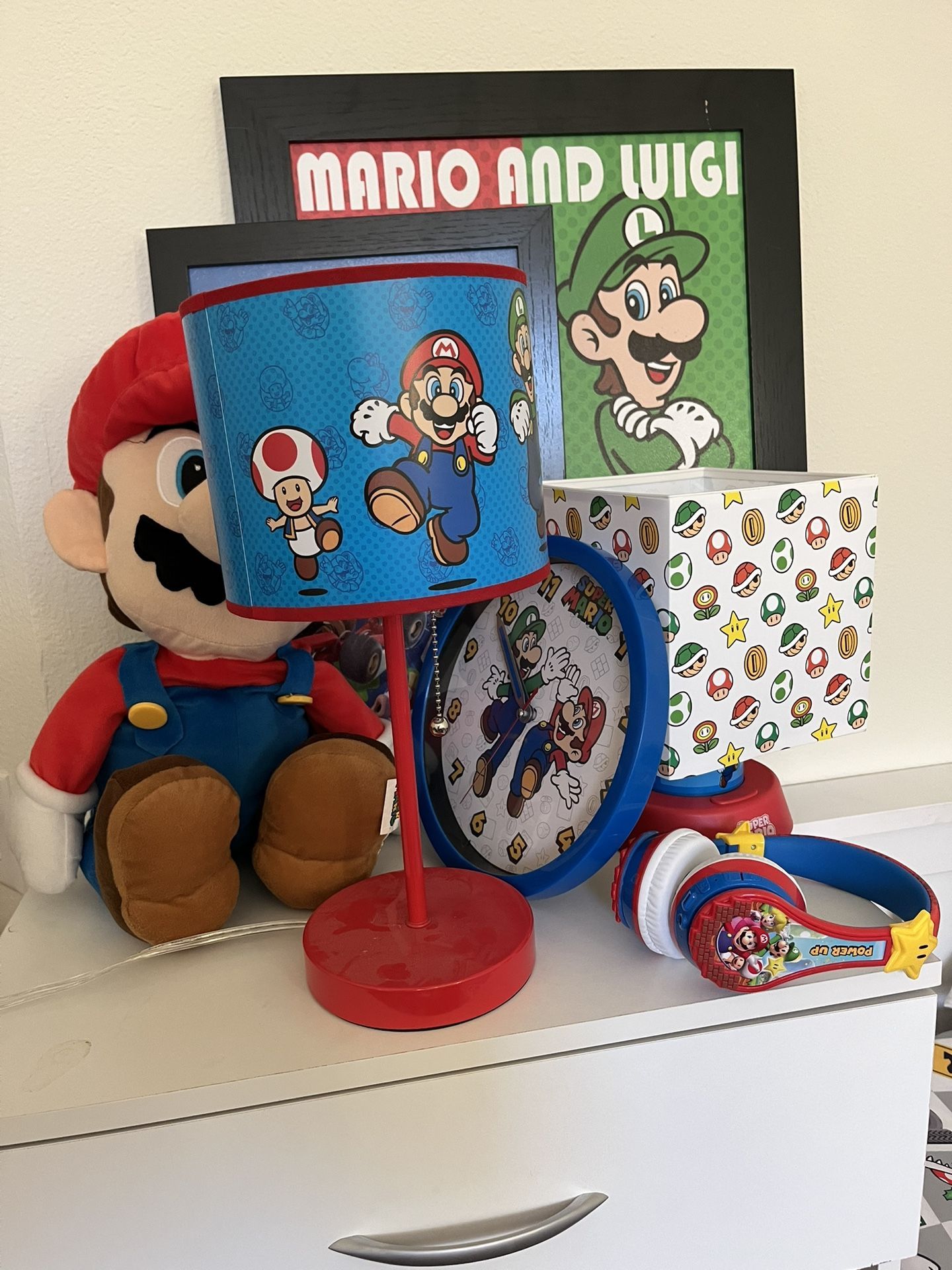 Super Mario Boys Bedroom Decor/ 2Mario Lamp/ Mario Wall Picture/mario Headphones/