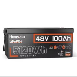 Humsienk 48V 100Ah 5120Wh LiFePO4 Lithium 200A BMS Golf Cart Battery