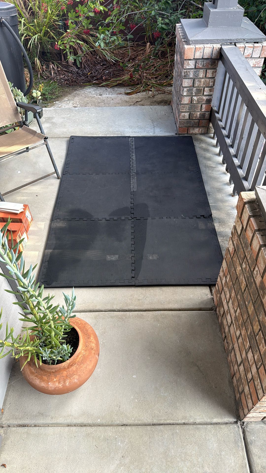 Exercise Mat, 6 Sections With Border, 73.5” x 50”, Black