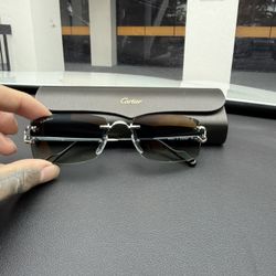 Cartier 56mm Rimless Rectangular Sunglasses 