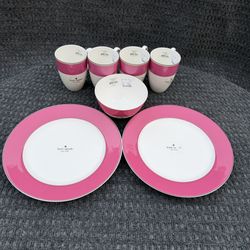 New with Tag Lenox Kate Spade Rutherford Circle Red Accent  Set 