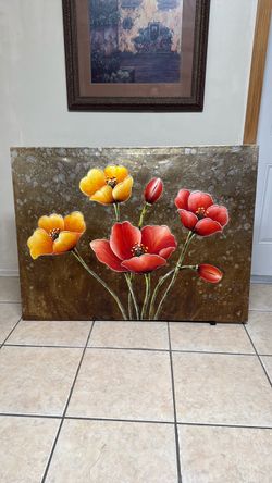 Wall Flowers oil painting 48x 36
