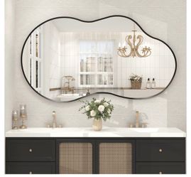 Large Asymmetric Wall Mirror Black Frame