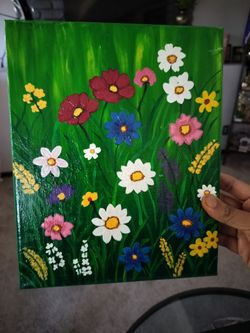 Original Wildflower Acrylic Painting on Canvas hand painted by me