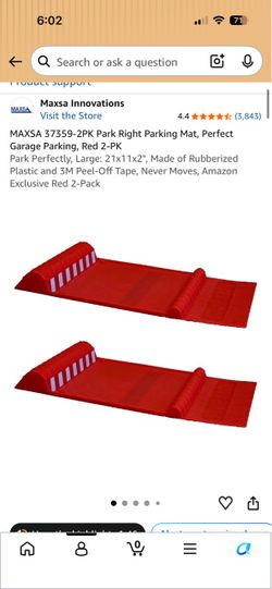 Park Right Parking Mat, Perfect Garage Parking, Red 2-PK