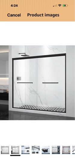 Black Double Sliding Shower Door 71-76" W x 72" H,