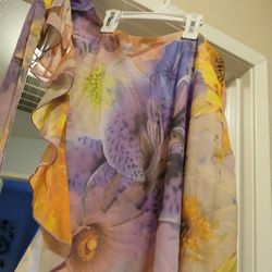 One Shoulder Flower Dress