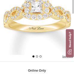 Neil Lane Engagement Ring 5/8 cttw Princess-cut 14K Yellow Gold