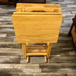 Wooden Tray Tables Set of Four