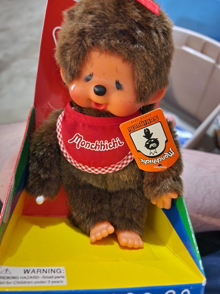 Vintage Monchhichi Sekiguchi Plush Monkey Never Removed from Box 1974