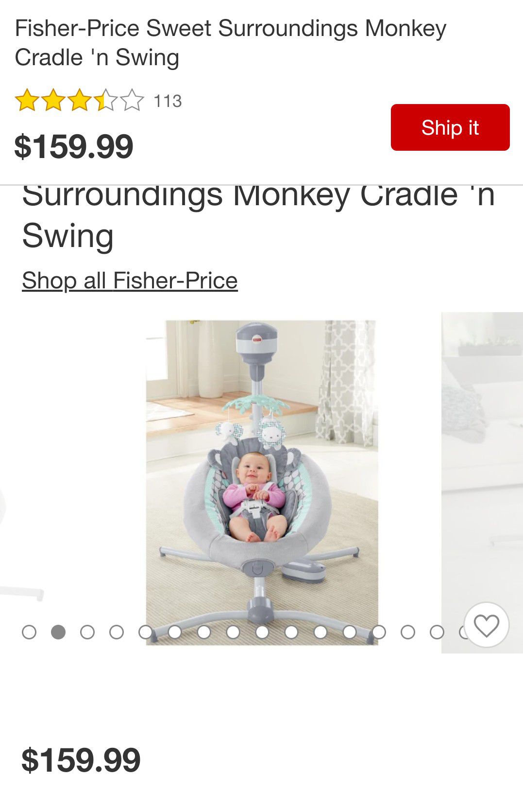 Fisher price swing-monkey