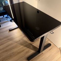 KOWO 48” Electric Height-Adjustable Standing Desk with Glass Top & Drawer