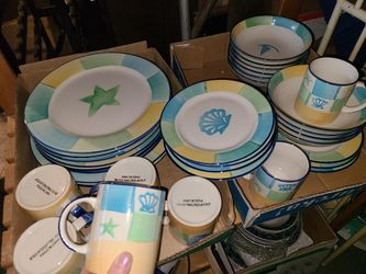 Vintage Coastal, Beachy Dinnerware Plate Set