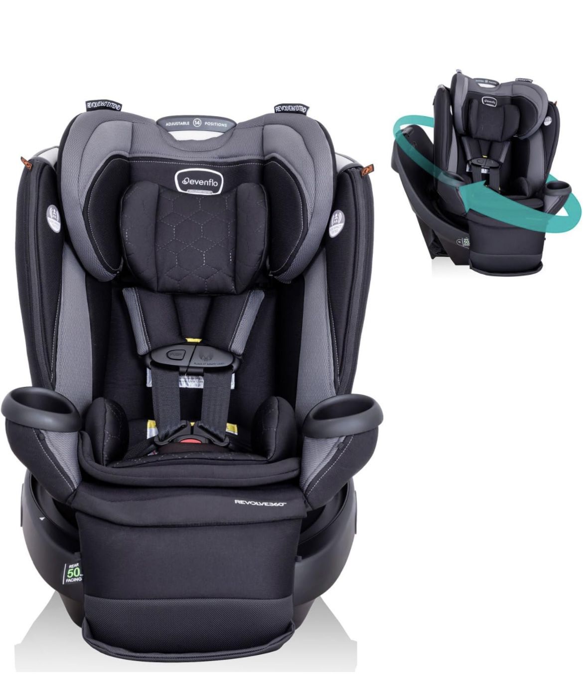 **NEW**Evenflo Revolve360 Extend All-in-One Rotational Car Seat with Quick Clean Cover