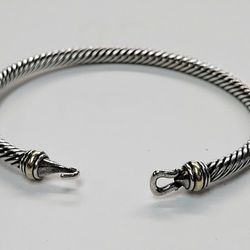 David Yurman Cable Buckle 925 & 18k 4mm wide Bracelet