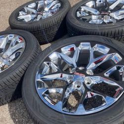 22” GMC Sierra Denali Chevy Suburban Tahoe Silverado Cadillac Escalade Snowflakes New Chrome 