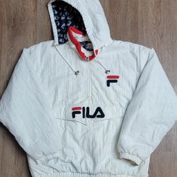 Vintage 90s FILA Half Zip Hooded Anorak Jacket Size XLarge 