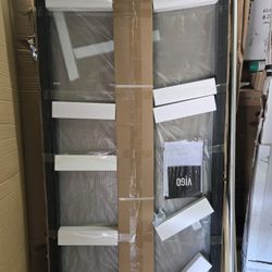 VIGO
Meridian 34 in. W x 74 in. H Framed Fixed Shower Screen Door in Matte Black with 3/8 in. (10mm) Fluted Glass