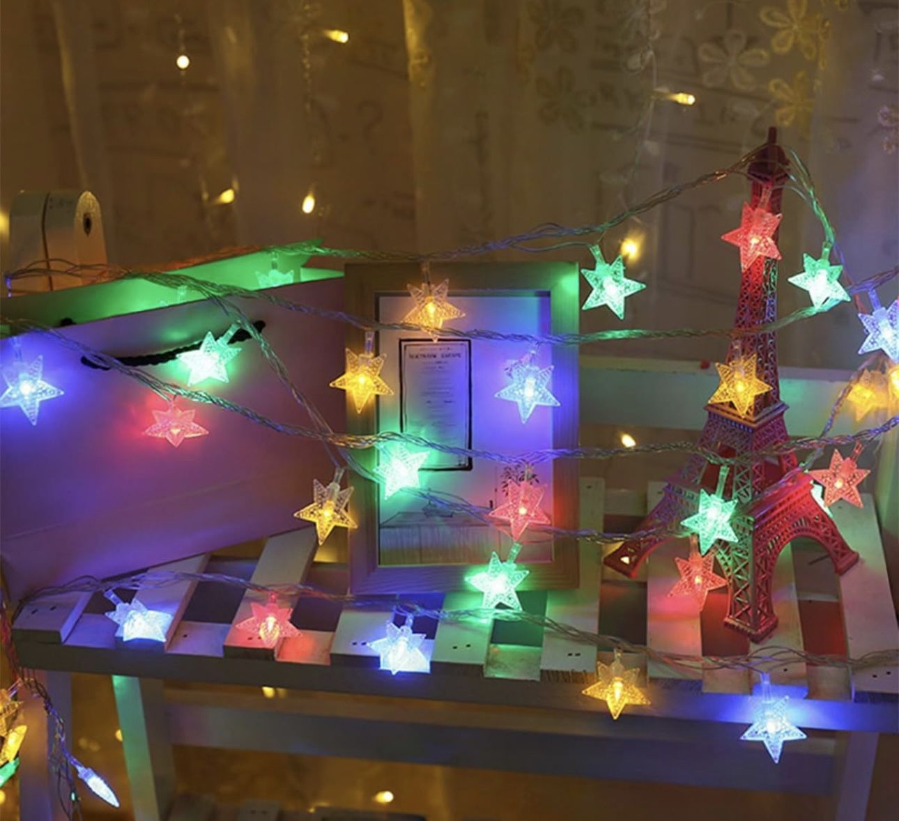 Star String Lights 20 LED Fairy Lights Bedroom Decor Lights for Christmas Party Wedding Birthday Gift Holiday New Year Xmas Tree Princess Tent Decor L