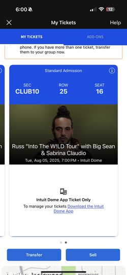 Russ Concert Ticket